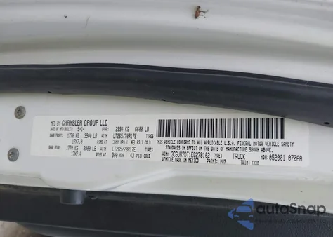 2014 Ram 1500 Tradesman z USA, uszkodzony, nr VIN 3C6JR7DT1EG278102